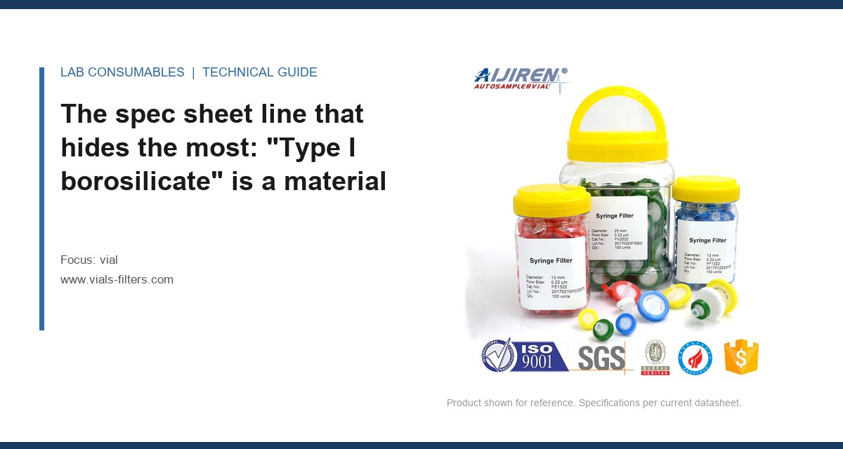 The spec sheet line that hides the most: “Type I borosilicate” is a material