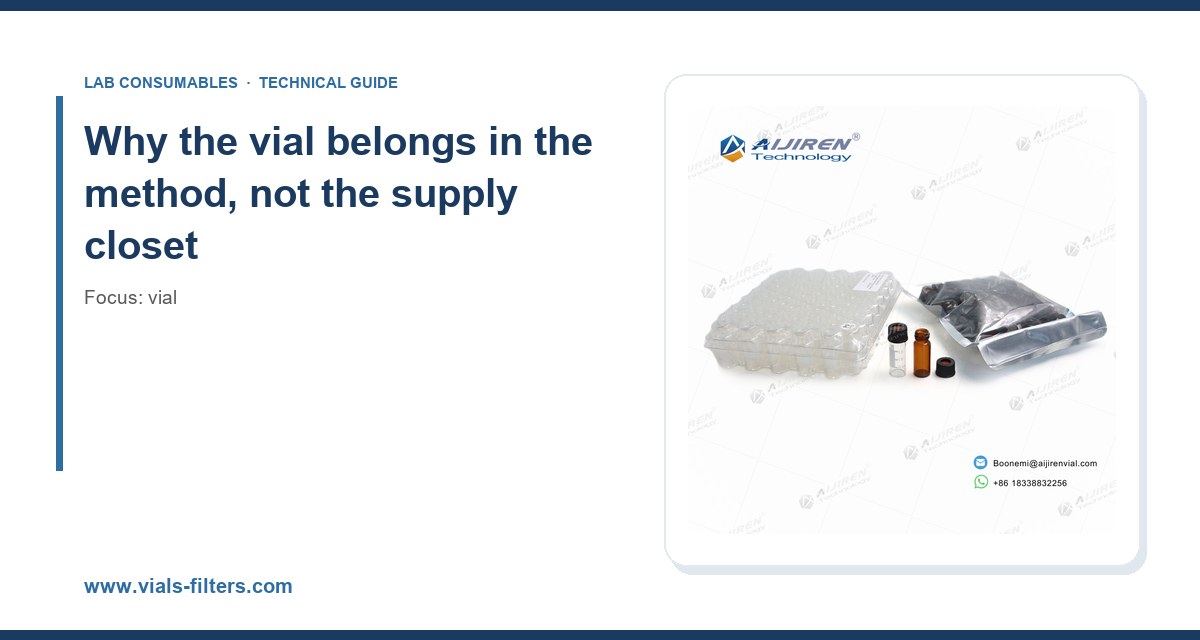 Why the vial belongs in the method, not the supply closet